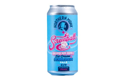 ICE CREAM VAN CLASSICS // SCREWBALL // RASPBERRY RIPPLE ICE CREAM & BUBBLE GUM PALE Northern Monk 440ml (4.5%ABV)